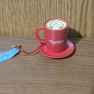 Caribou Coffee Festive Red Mug Ornament